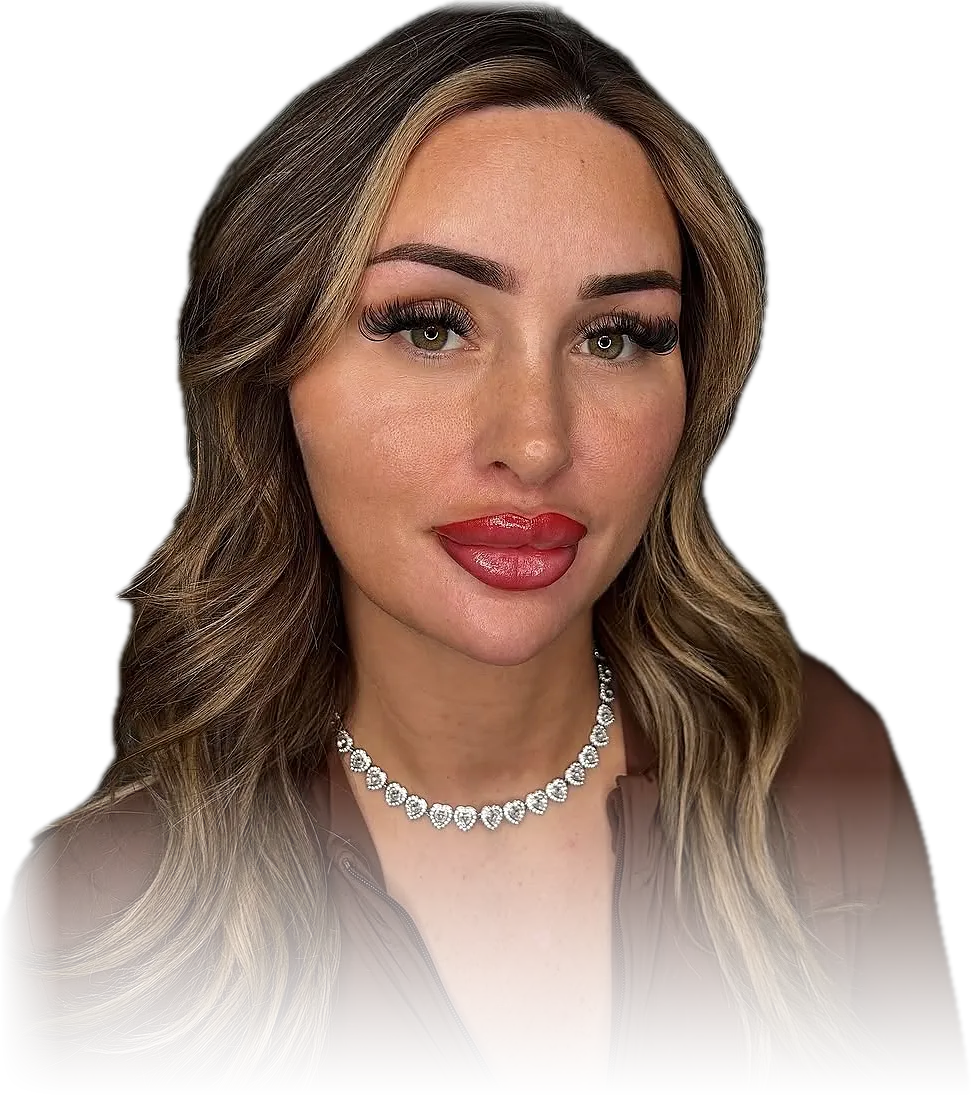 A Brow Ink client with ombré brows and ombré lip blush, from the Brow Ink Instagram